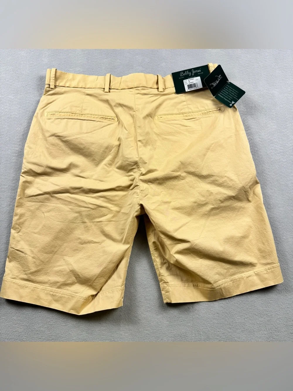 Bobby Jones Players NWT Mens Chino Golf Shorts Size 32 Yellow Straw Flat Front